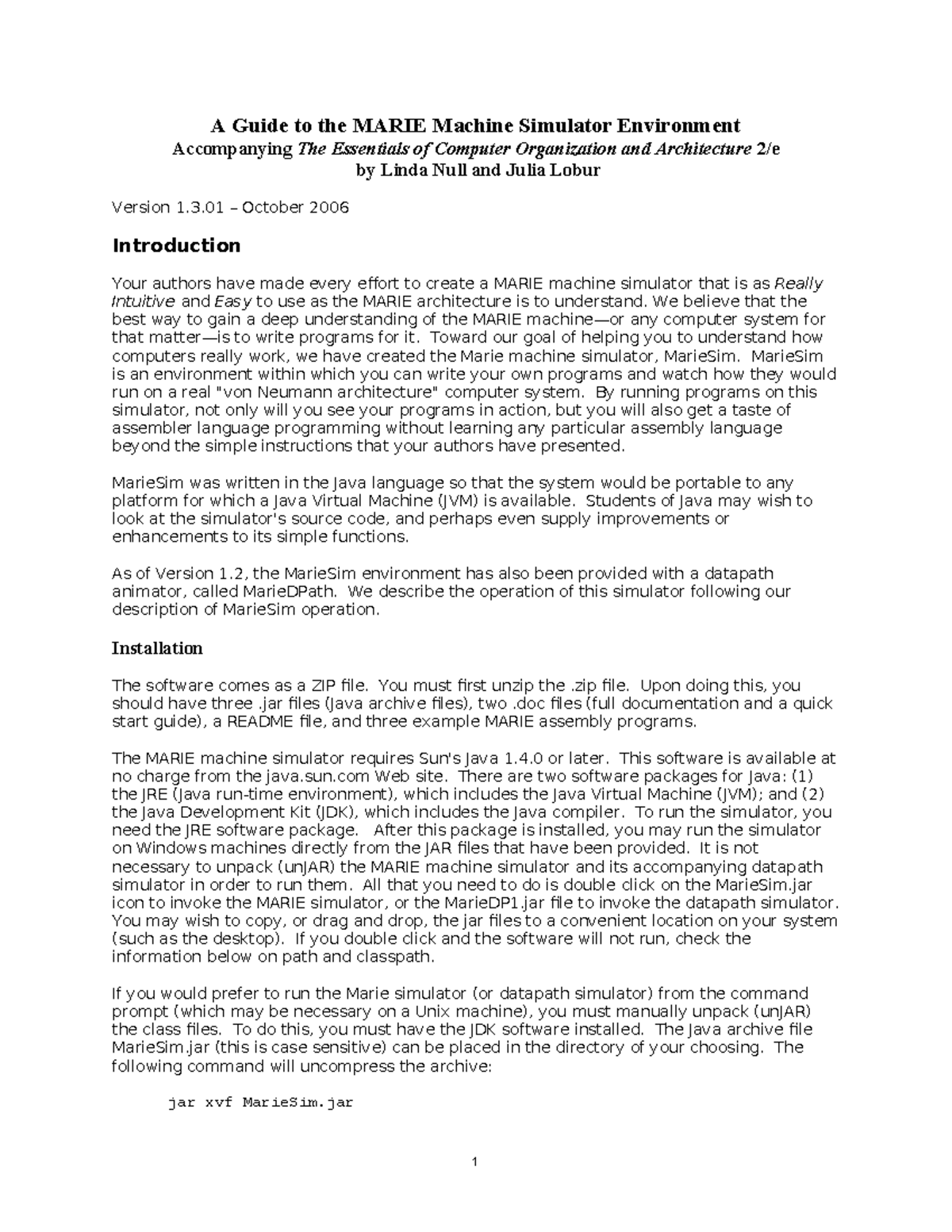 MARIE Machine Simulator Guide (Version 1.3.01) - Studocu