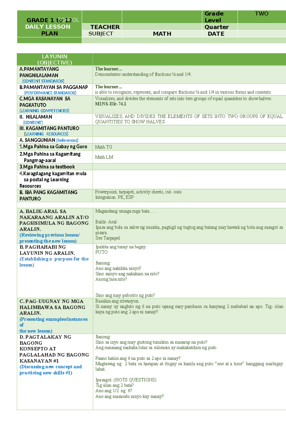 MATH 2-COT-3Q - LESSON PLAN - GRADE 1 to 12 DAILY LESSON PLAN SCHOOL ...