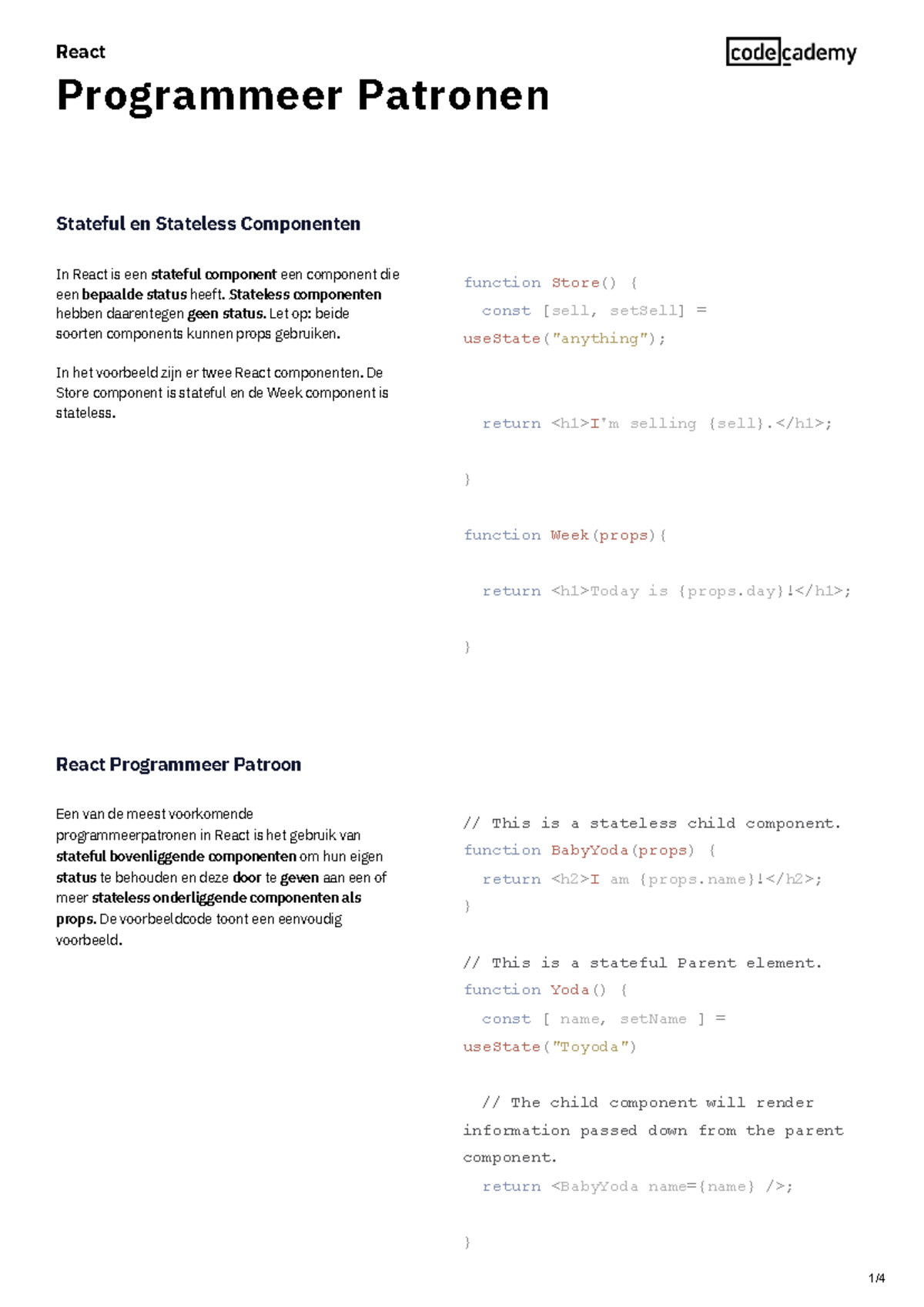 React Programmeerpatronen: Stateful vs Stateless Componenten ...
