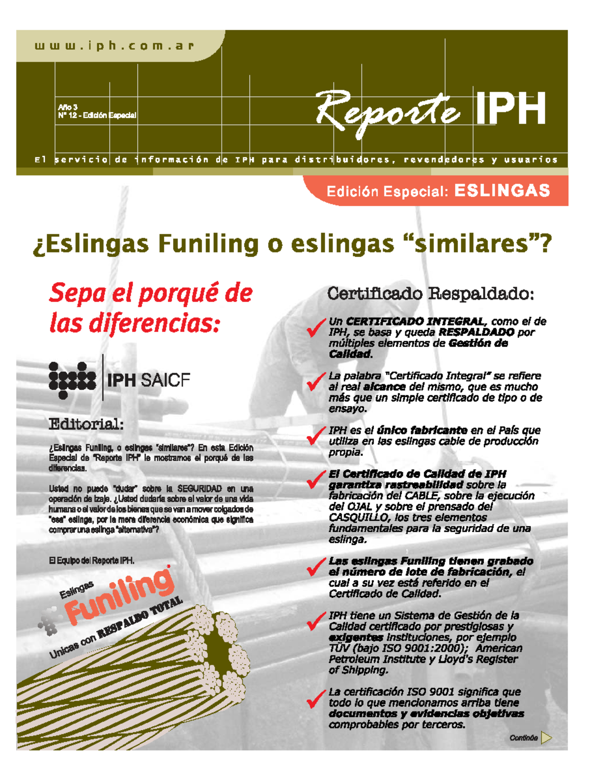 Reporte IPH Especial: Eslingas Funiling y Certificación de Calidad ...