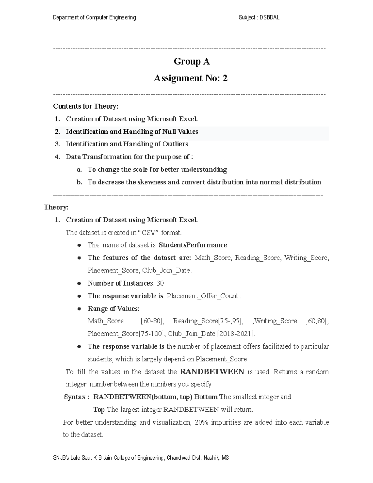 "Data Processing & Analysis Techniques - Assignment No 2 for Course ...