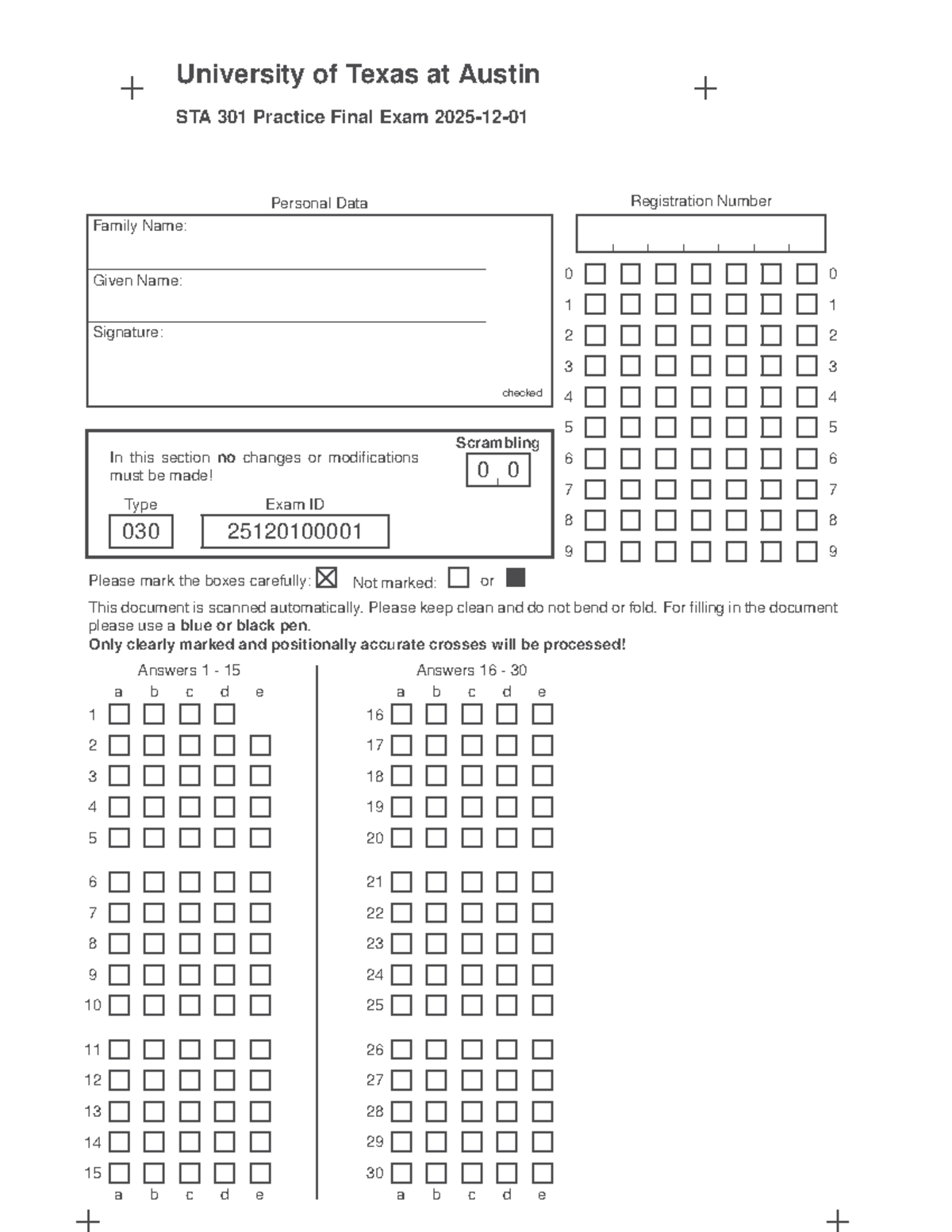 STA 301 Practice Final Exam - December 2025 - Studocu