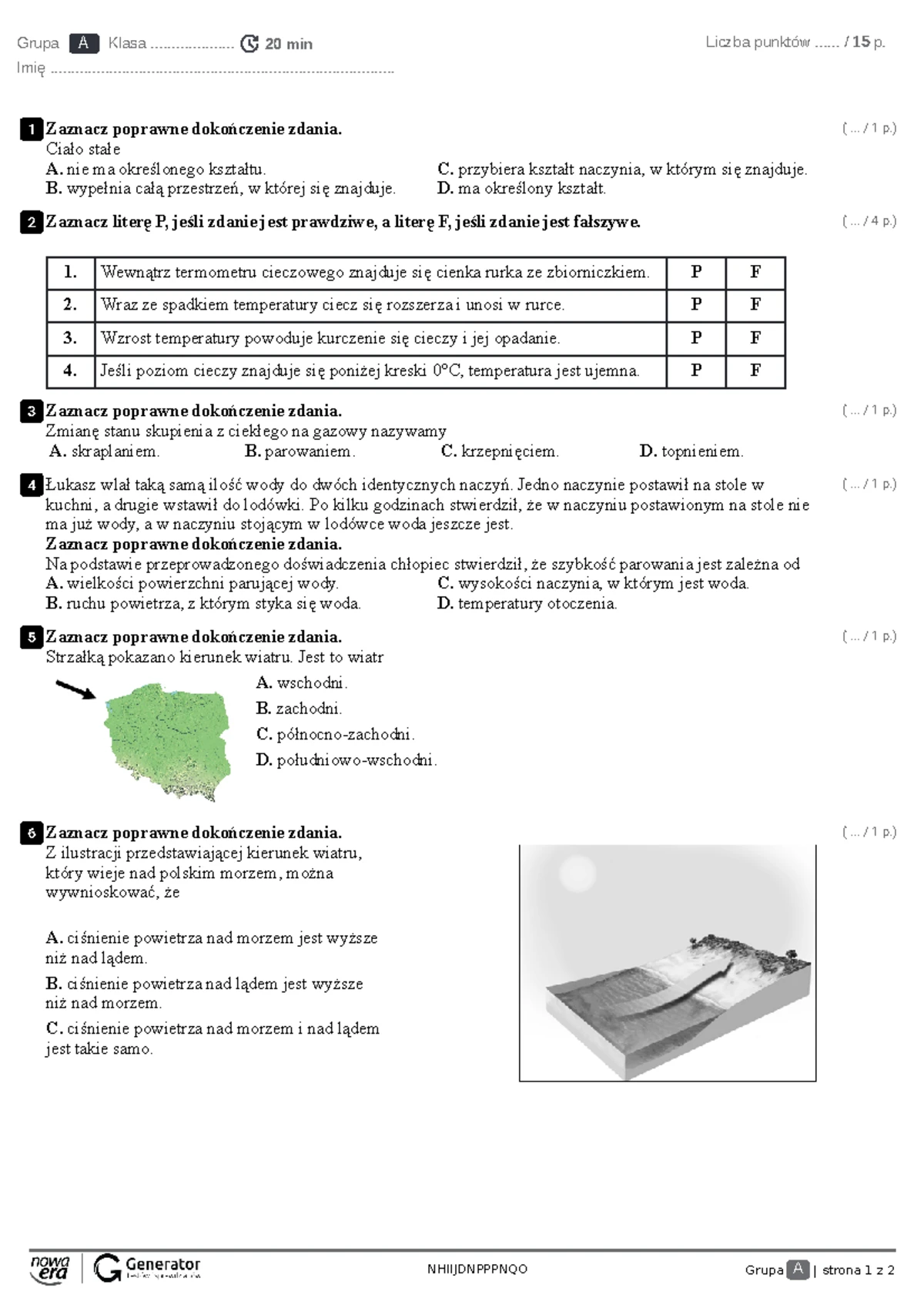 Sprawdzian Z Przyrody Klasa 4 Dział 4 Nowa Era www.studocu.com