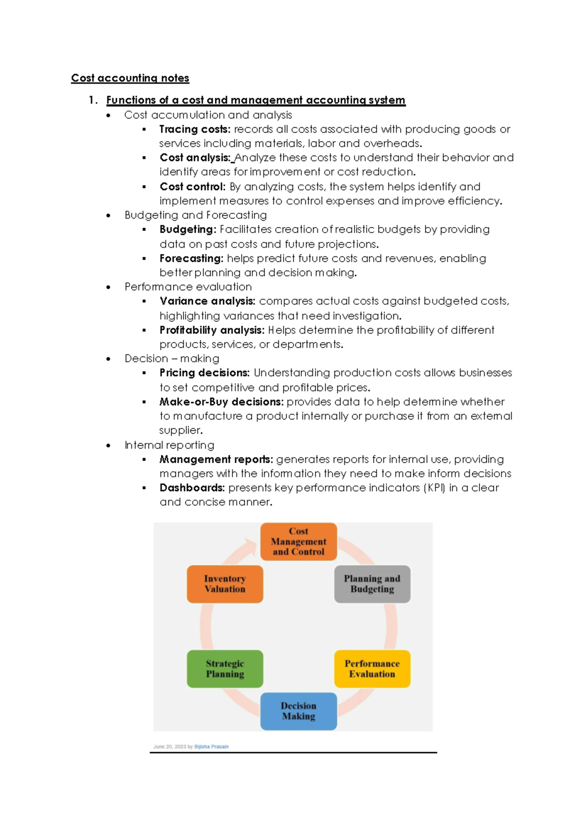 Cost accounting notes: functions and key concepts explained - Studocu