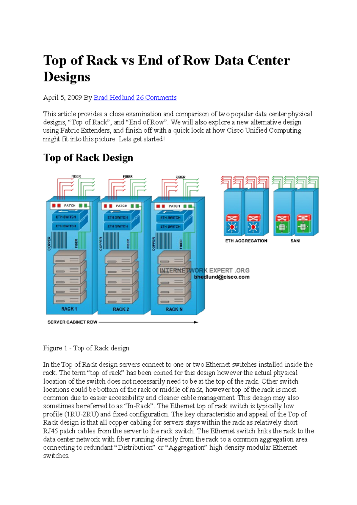 Top of Rack vs End of Row Data Center Designs - Top of Rack vs End of ...