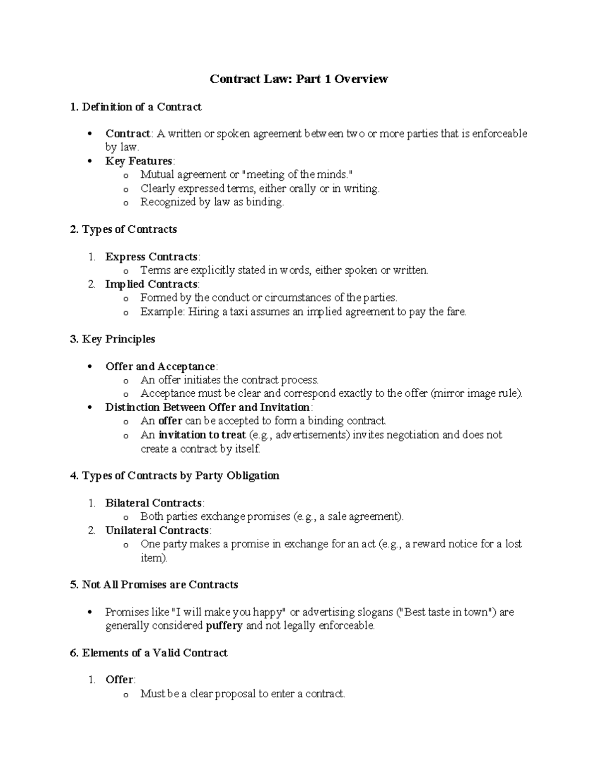 Chapter 7: Comprehensive Overview of Contract Law Principles - Studocu