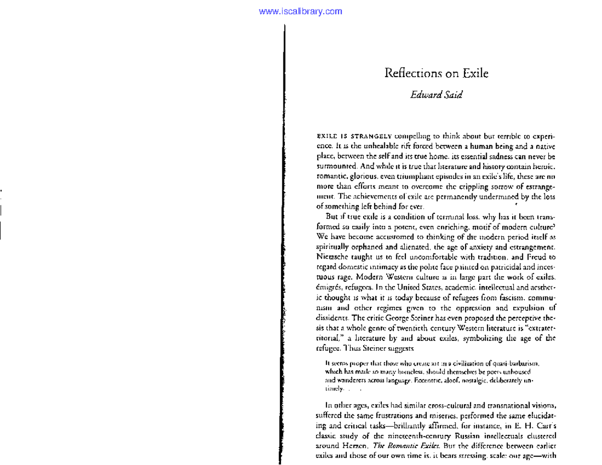 Said-art. Reflections-on-Exile-pdf - Reflections on Exile Edward Said ...