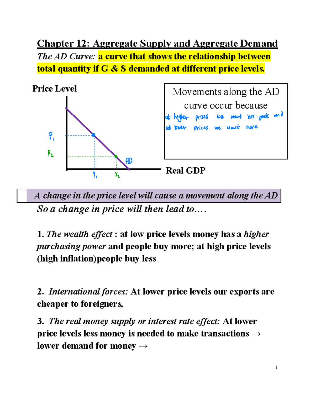 Econ 1250 Lecture 6: Chapter 12 - Aggregate Supply & Demand Overview ...