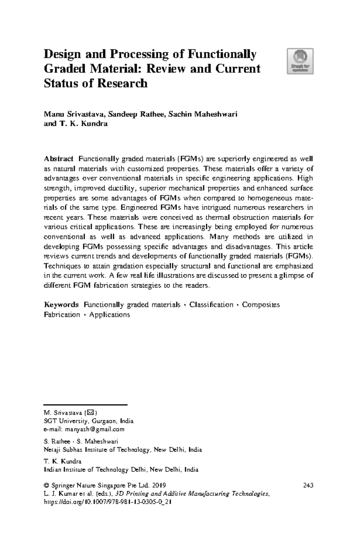 Design and Processing of Functionally Graded Materials: A Review (ENGR ...