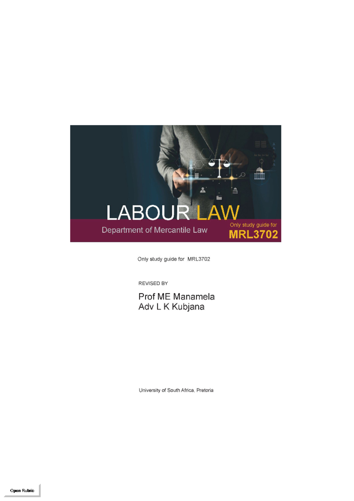 MRL3702 Guide 2025 - Employment Rights and Dispute Resolution - Studocu