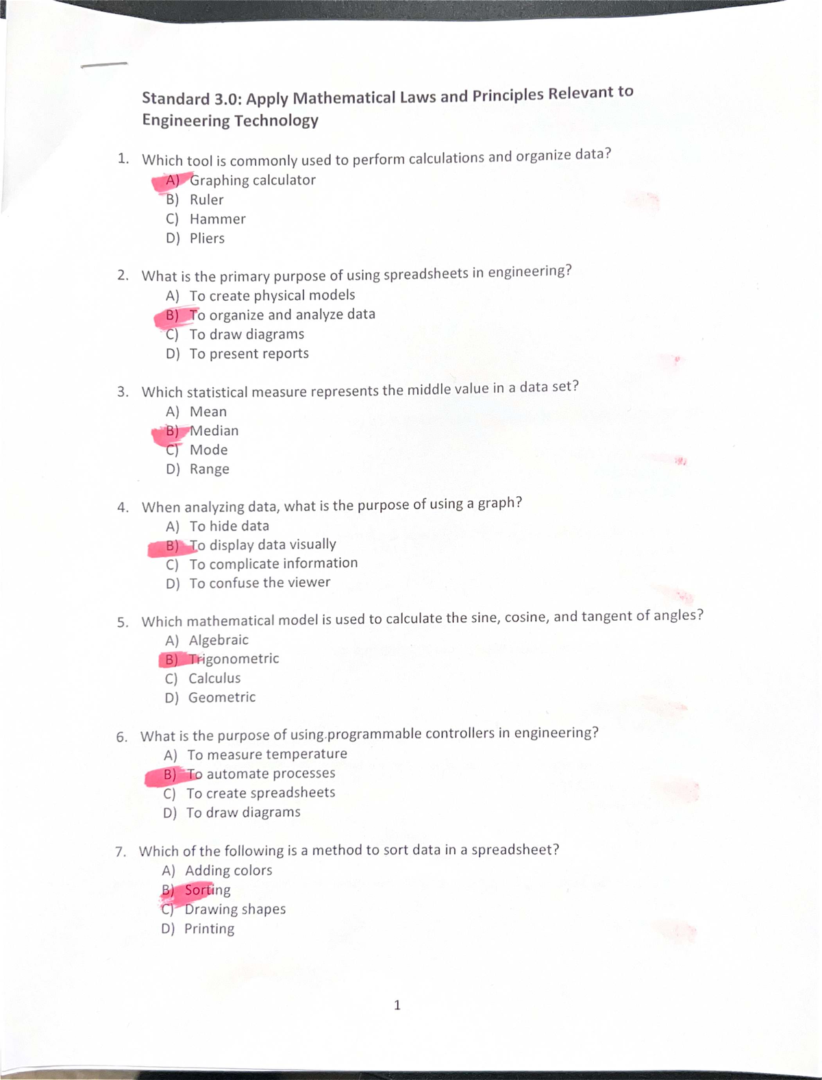 Midterm Exam Study Guide for Course Code: XXXX - Standard 3: Apply ...