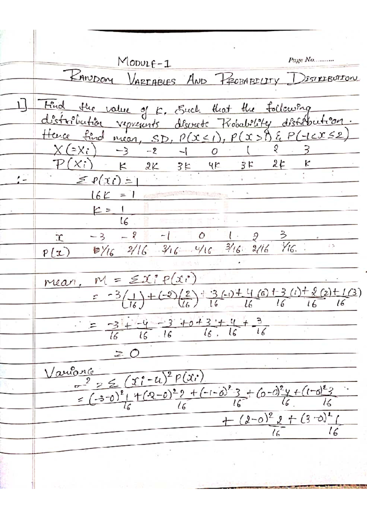 Maths 101 - Assignment 1: Random Variables & Probability Distribution ...
