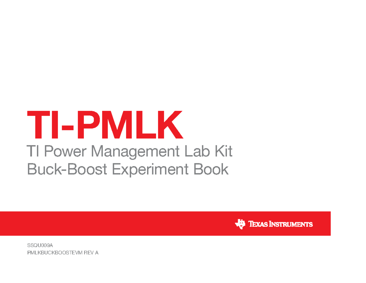 TI Power Management Lab Kit Experiment Book SSQU009A - Studocu