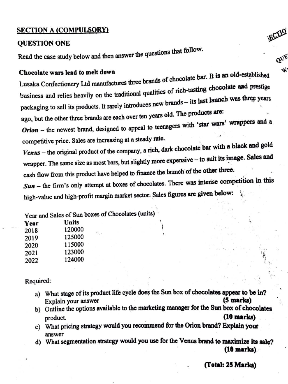 2311 Marketing Exam Paper - Past Questions and Case Studies - Studocu
