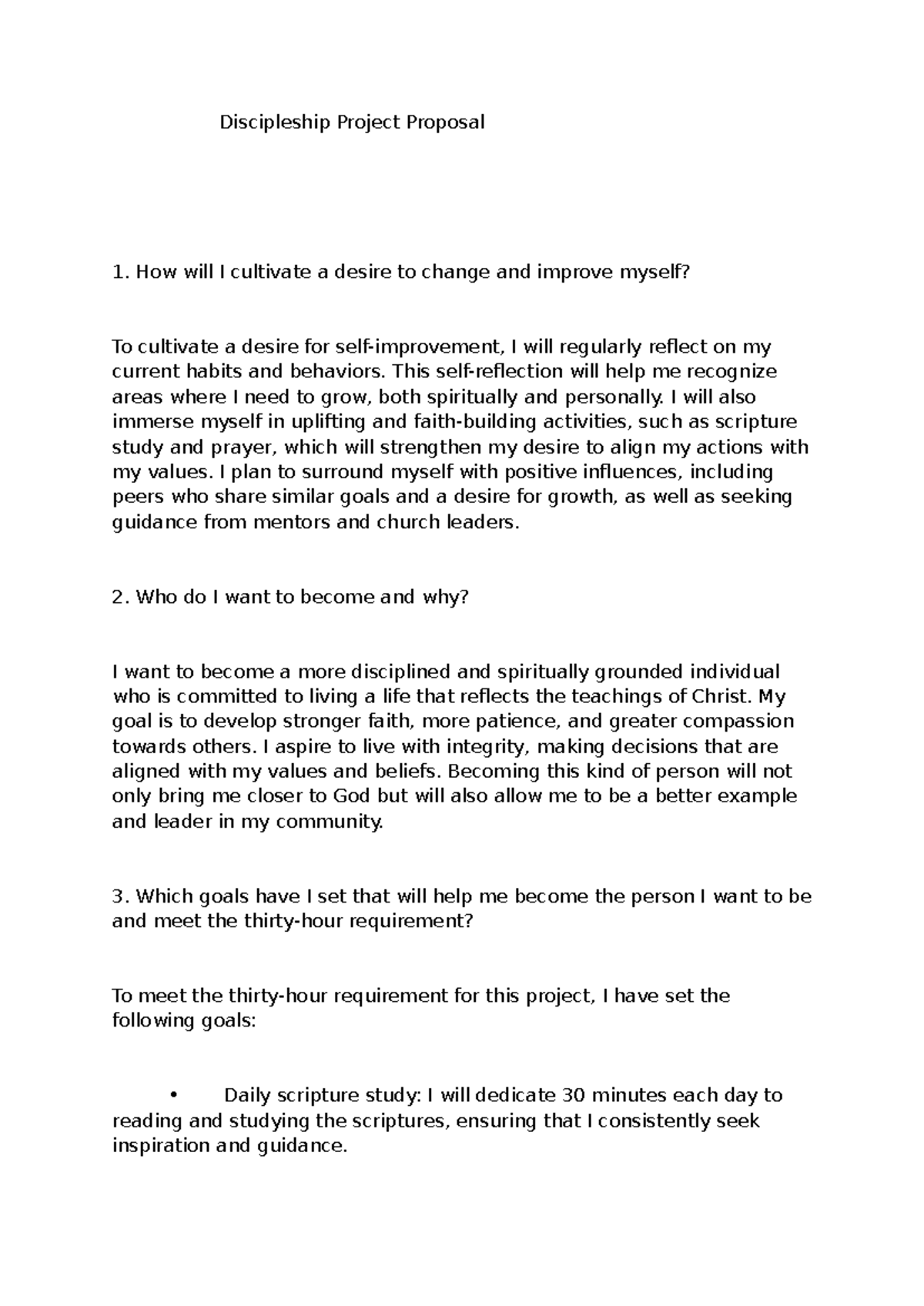 Document (1) 2 - Good - Discipleship Project Proposal How will I ...