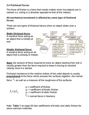 Friction Forces - Study Notes & Assignments - Studocu