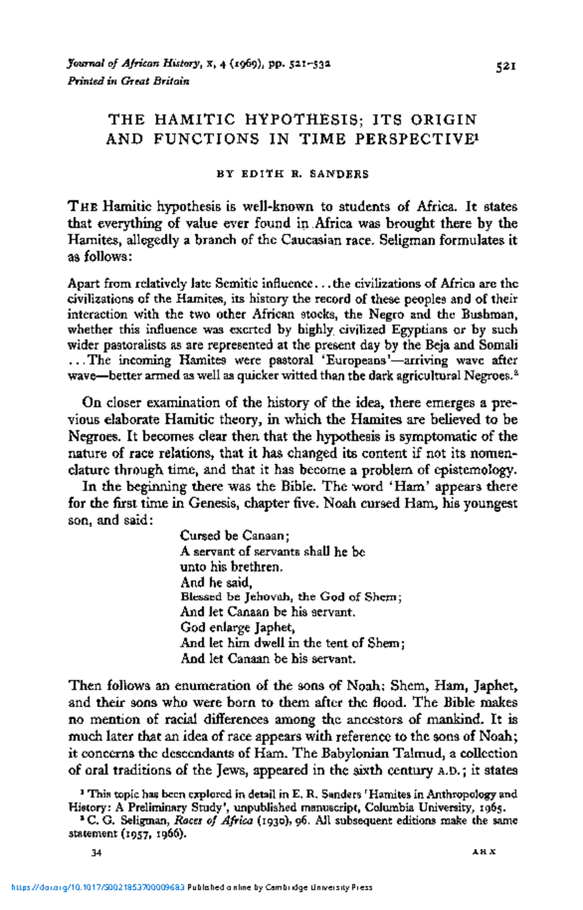 The Hamitic Hypothesis: Origins and Implications in African History ...