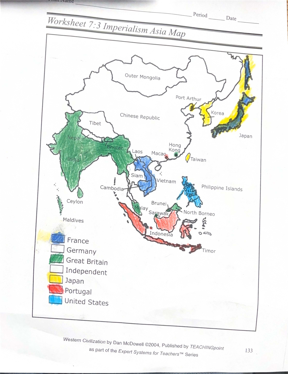 Worksheet 7:3 - Imperialism in Asia Map Analysis - Studocu