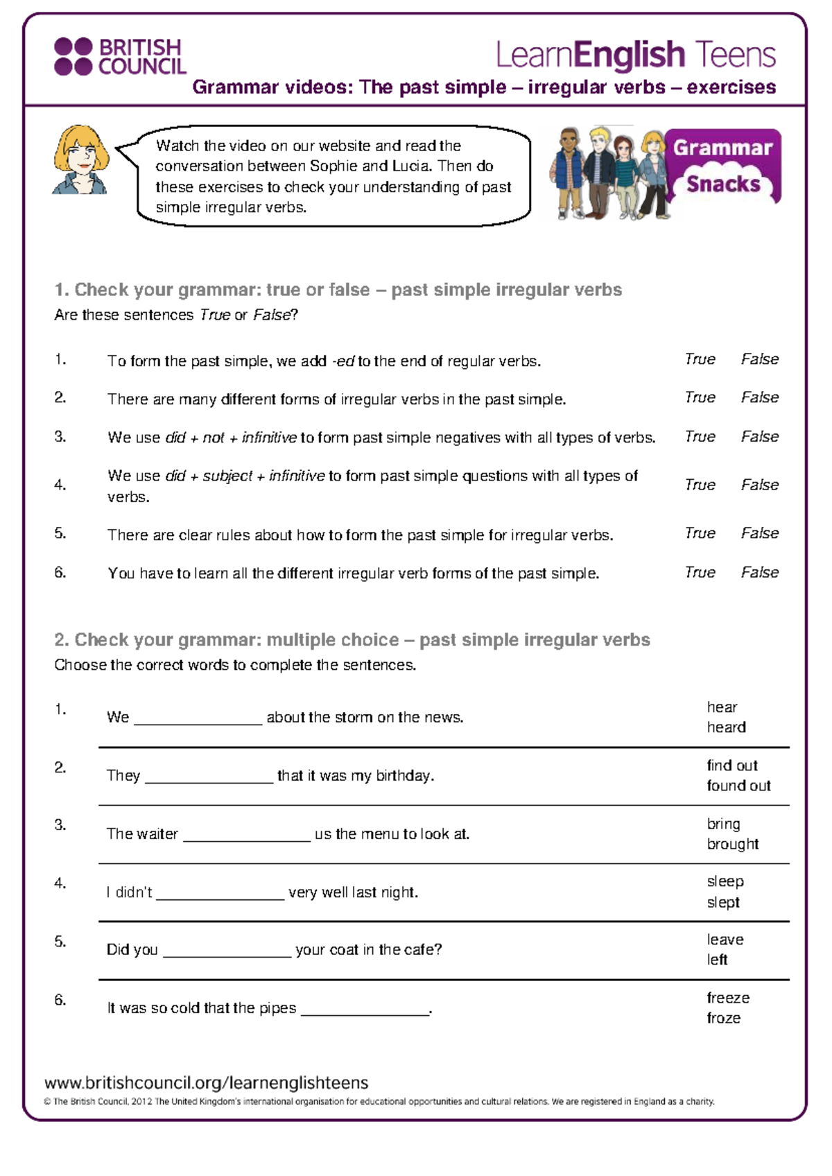 Homework - Past Simple Irregular Verbs Exercises (V3) - Studocu
