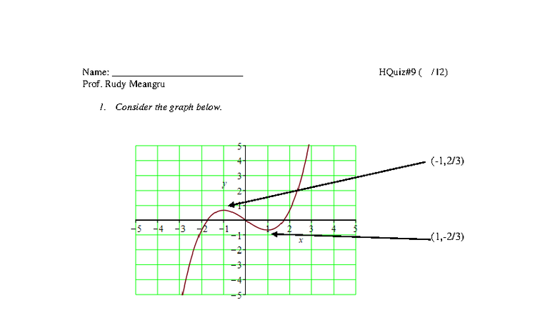 Quiz 9ON Increasing Decreasing SP I 2020 - MATH 53 - Name ...