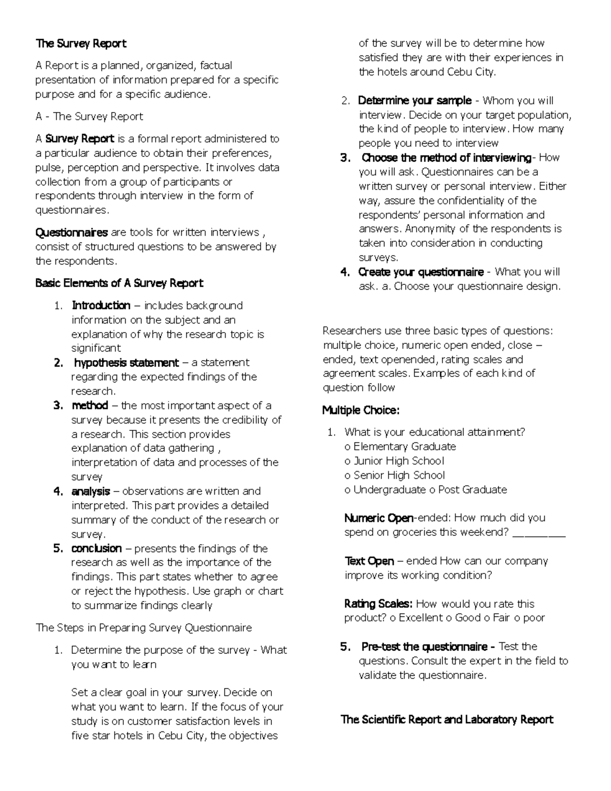 Survey Report Overview and Guidelines - gukhj - Studocu