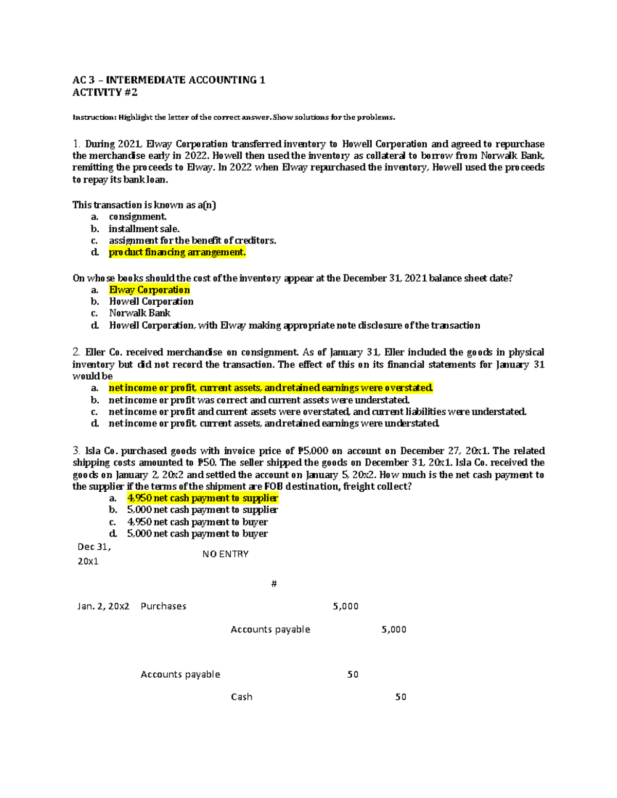 Activity 2 - Inventory Management Problems for AC 3 - Studocu