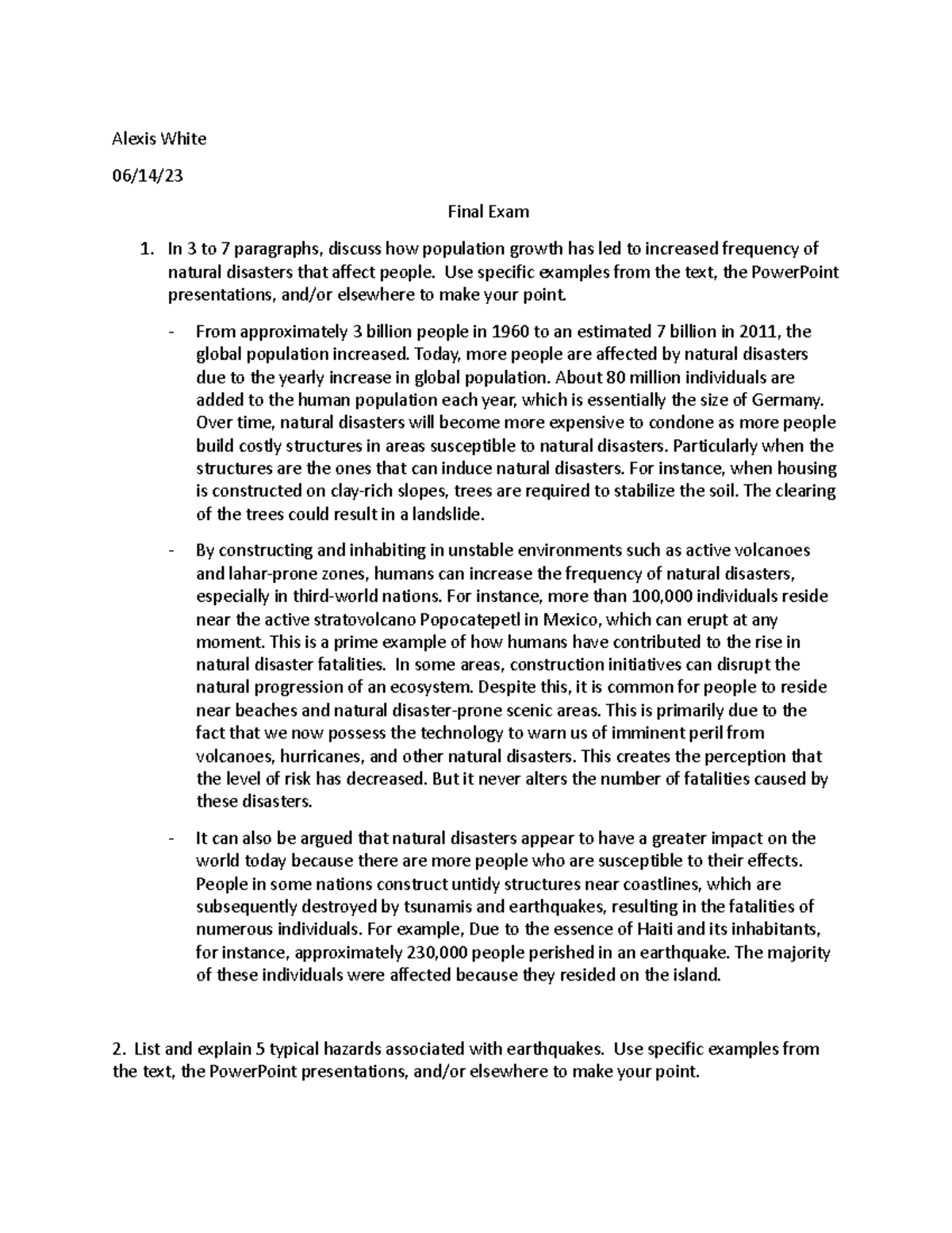 Geo 101: Final Exam Prep on Population Growth and Natural Disasters ...