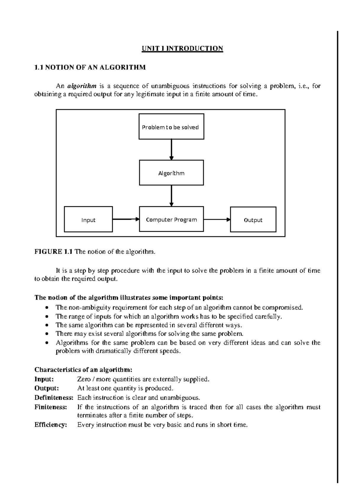 CS8451 Unit 1: Introduction to Algorithms and Their Characteristics ...