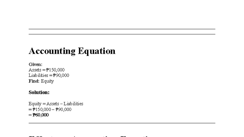 Basic Accounting Problem: Assets, Liabilities, and Equity Analysis ...