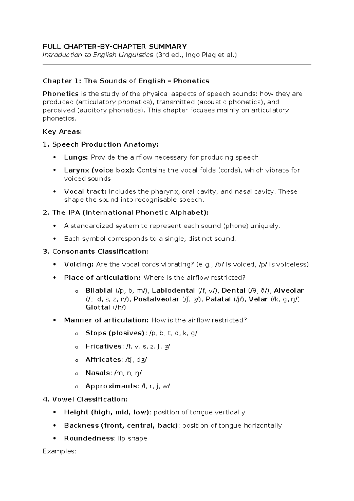 ENG 101: Summary of Introduction to English Linguistics - Chapter ...