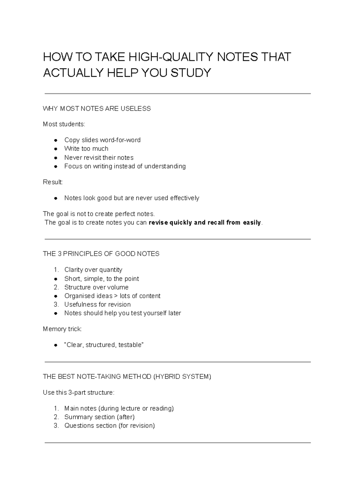 Effective Note-Taking Strategies for Better Study Outcomes - Studocu