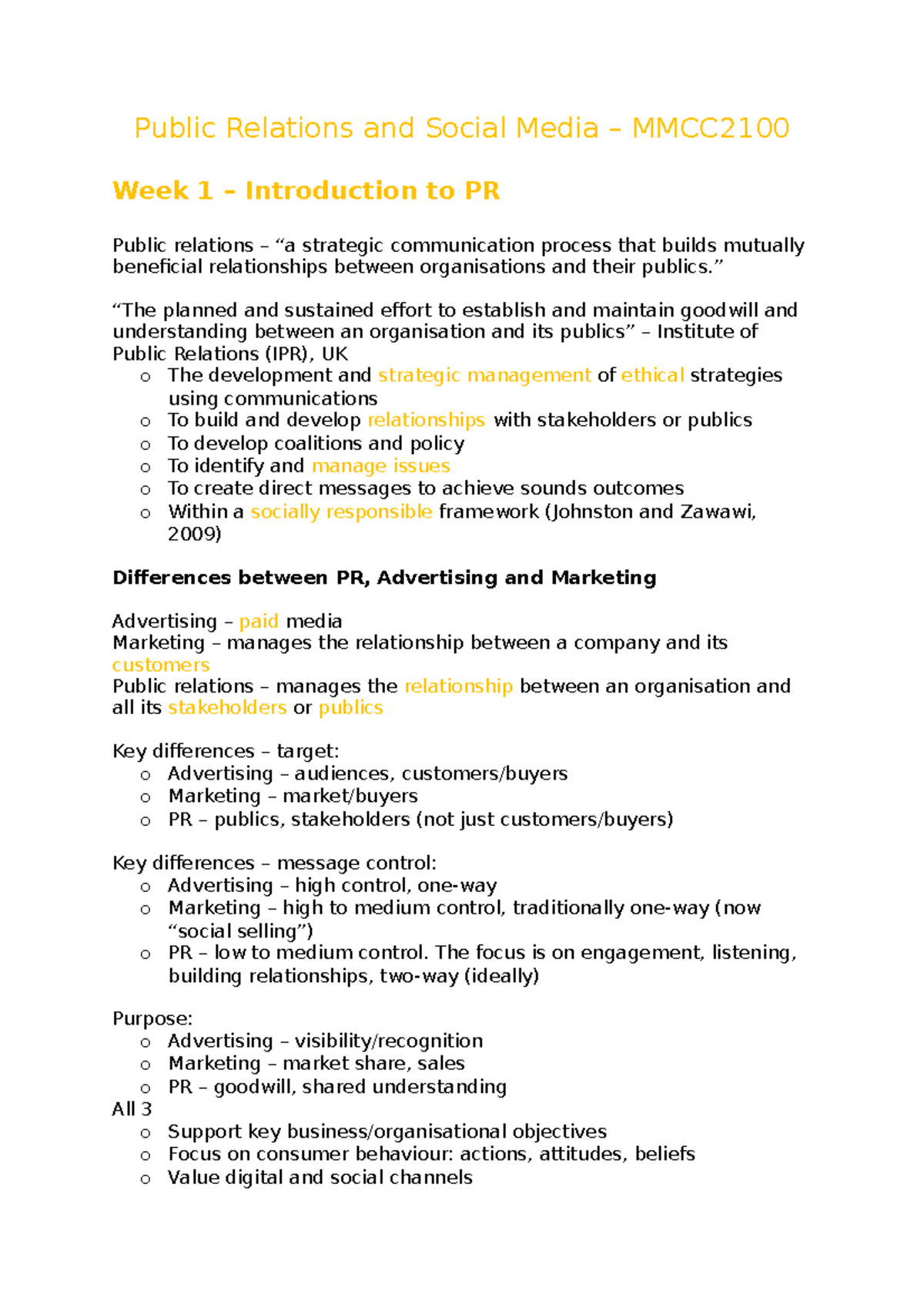 Public Relations and Social Media Notes - Public Relations and Social ...