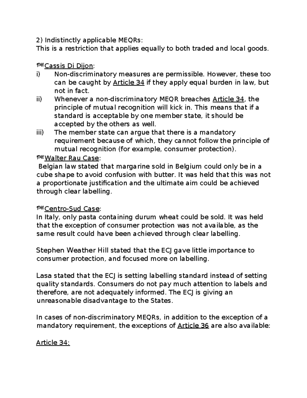 MEQR Analysis and Case Studies: Implications under Article 34 - Studocu