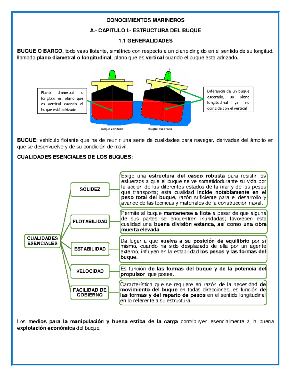 Conocimientos Marineros Bonilla - CAP 1: Estructura del Buque - Document Preview
