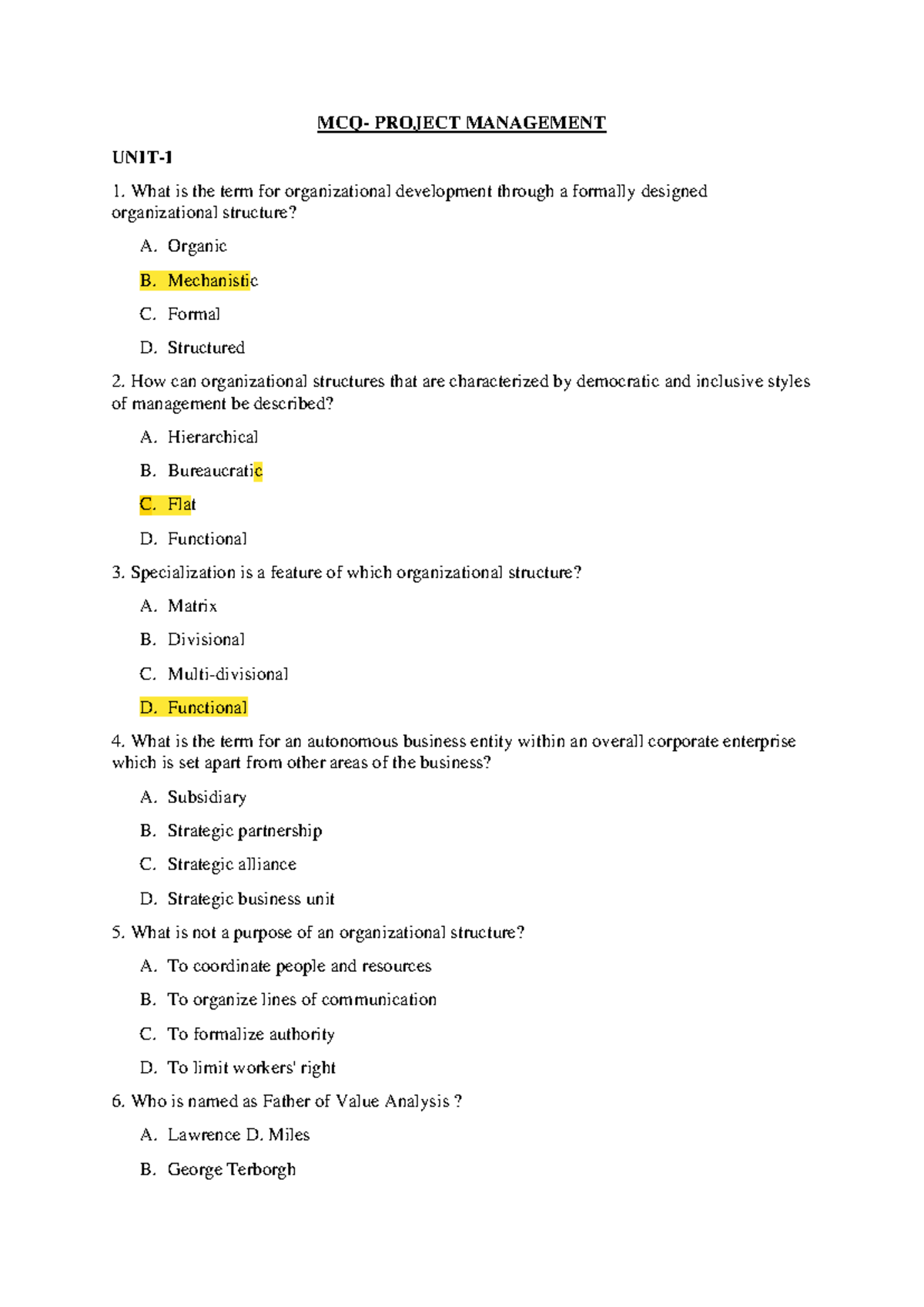 PROJECT MANAGEMENT 60 MCQs - Comprehensive Review for Exam Prep - Studocu