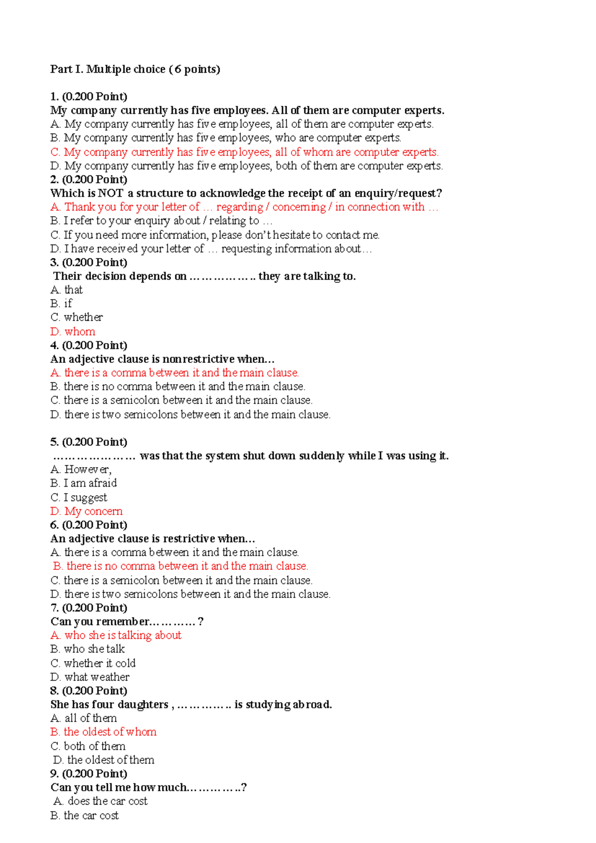 KIỂM TRA TK - Multiple Choice Questions and Essay Topics - Studocu