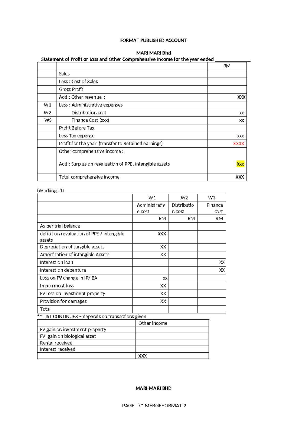 MARI MARI Bhd: Published Accounts Format & Financial Statements - Studocu