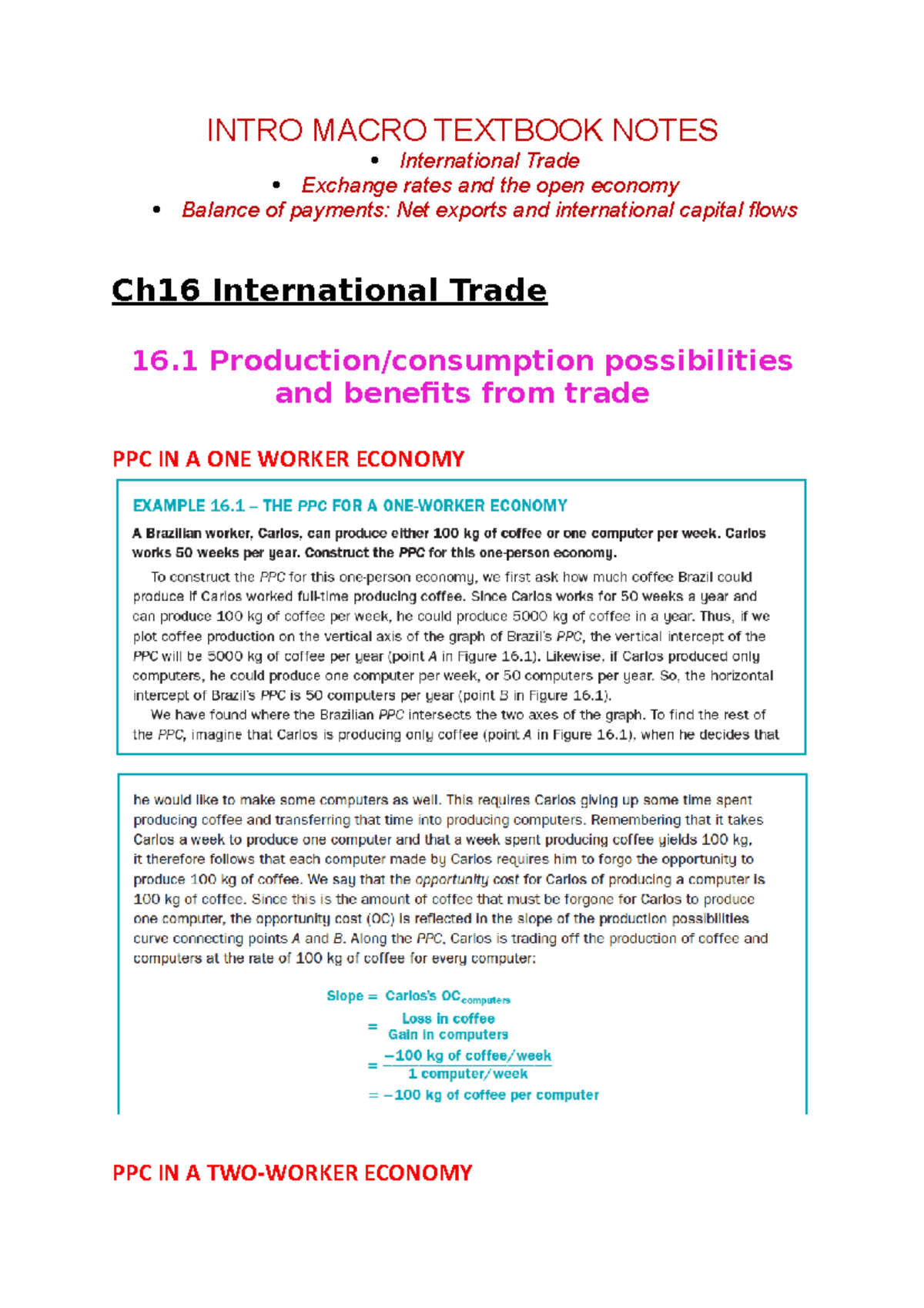 Intro Macro Ch 16 & 17 - Trade, Exchange Rates, and BOP Notes - Studocu