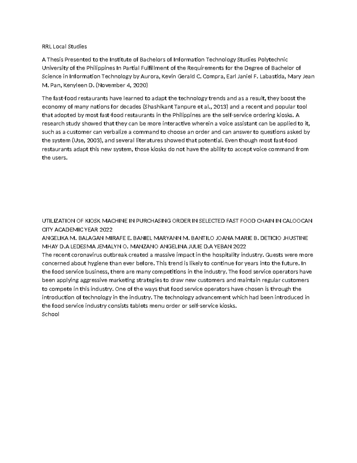 RRL- Local Studies - Summary of Social Psychology & Kiosk Utilization ...