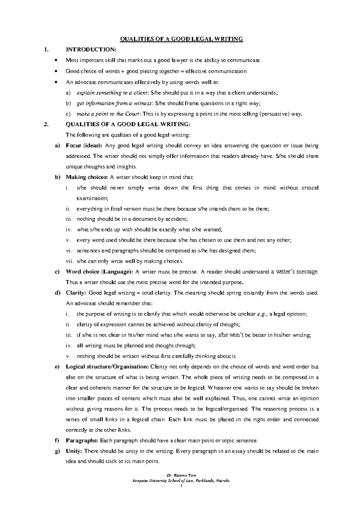 ATP 103 - A - Essentials of Effective Legal Writing and Drafting - Studocu