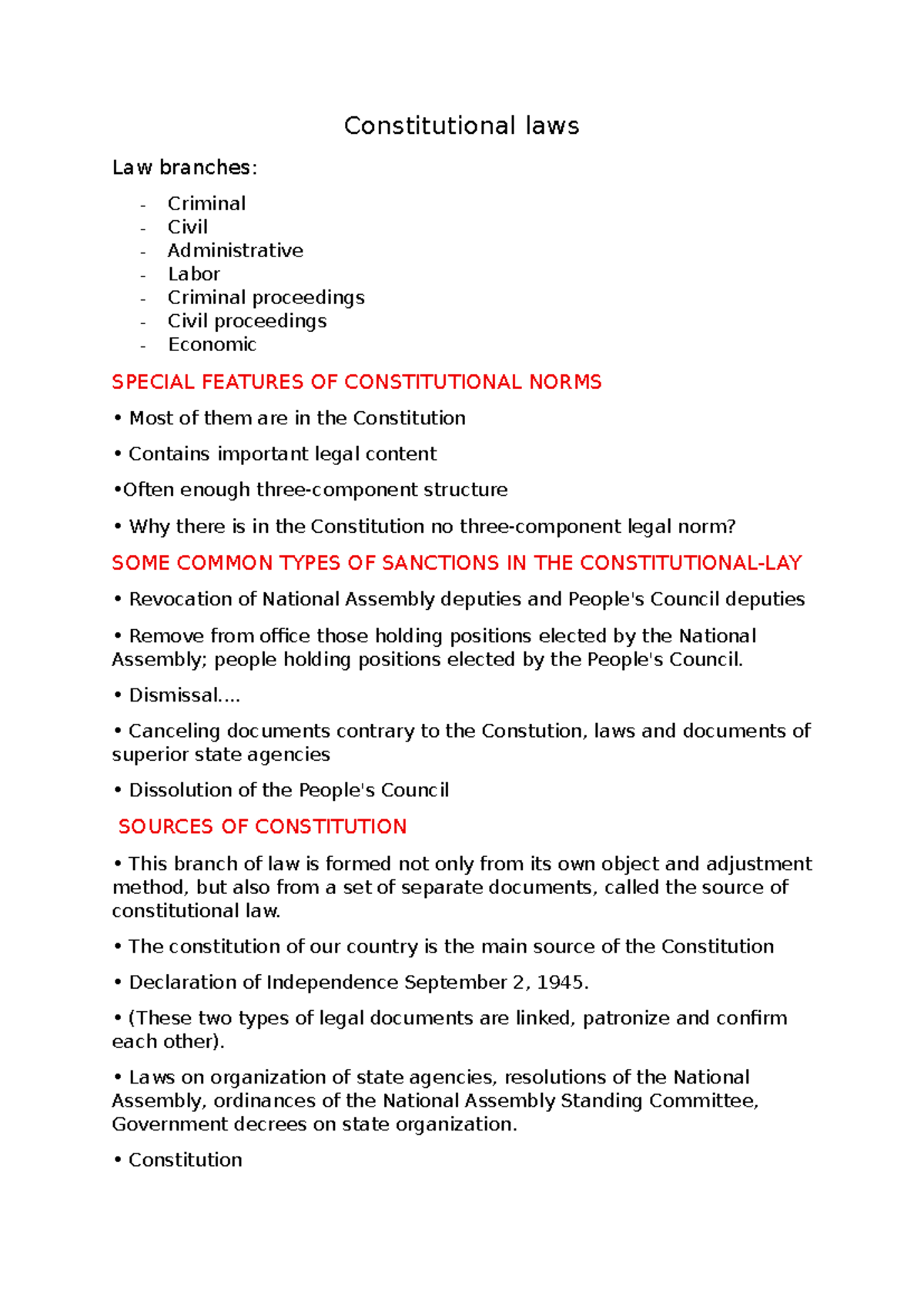 Constitutional Law Overview: Key Branches & Legal Norms - Studocu