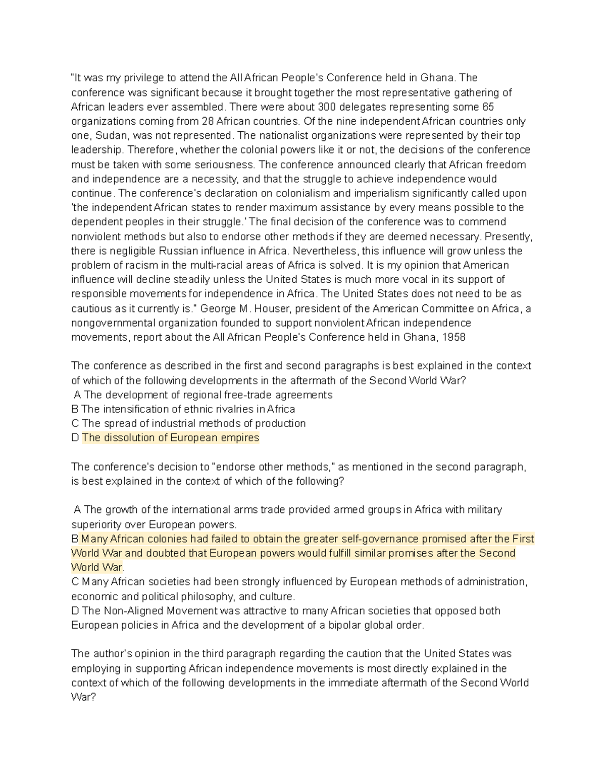 AP World History Unit 7 MCQ Practice: Key Concepts and Analysis - Studocu