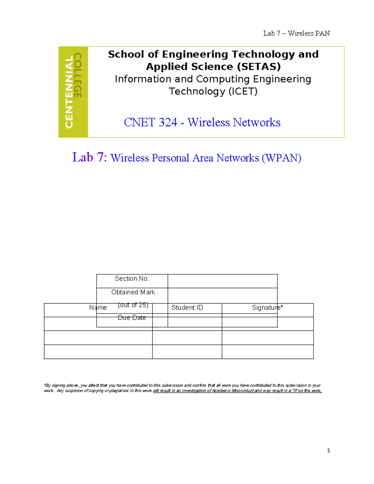 CNET 324 Lab 7: Exploring Wireless Personal Area Networks (WPAN) - Studocu