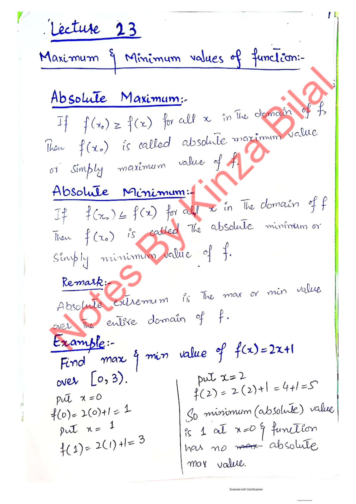 Lecture 23-25: Absolute Extrema, Mean Value Theorem & Integration ...