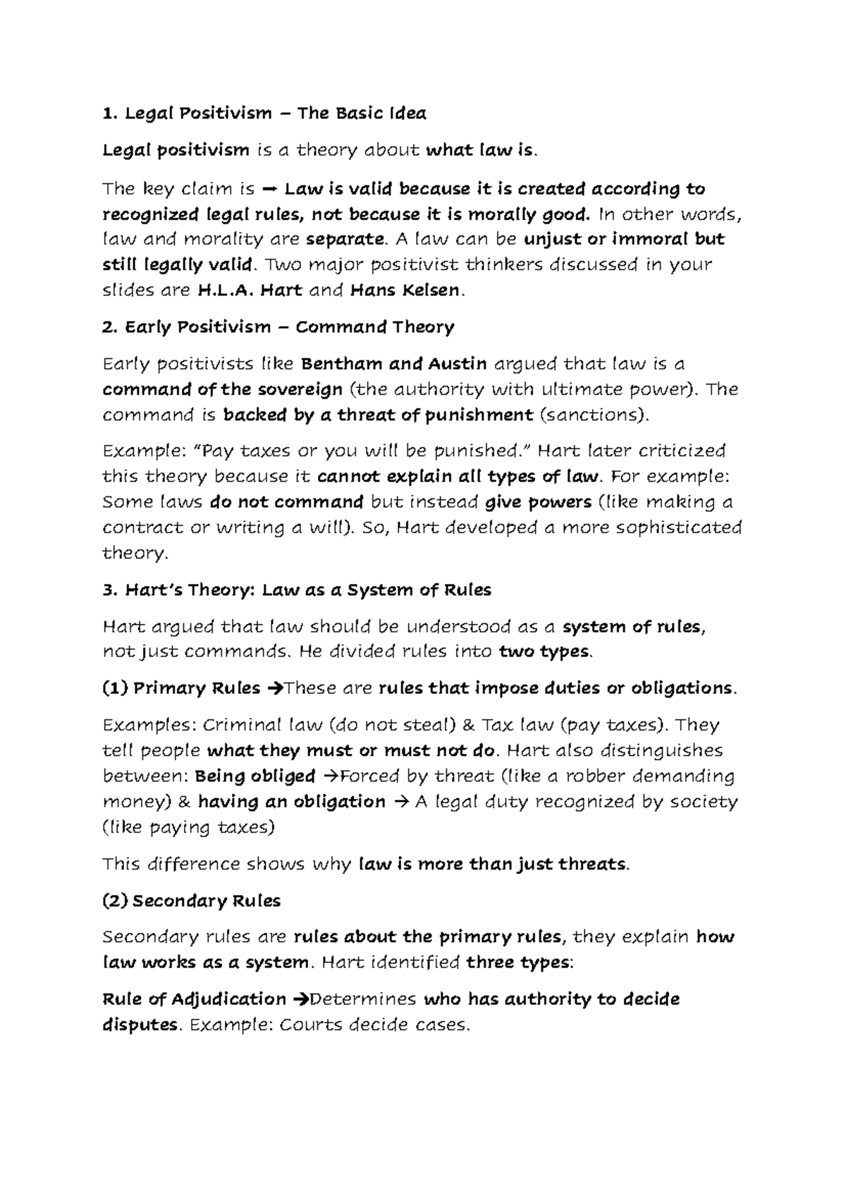 JUR 101: Legal Positivism and Natural Law Overview for Assessment 1 ...