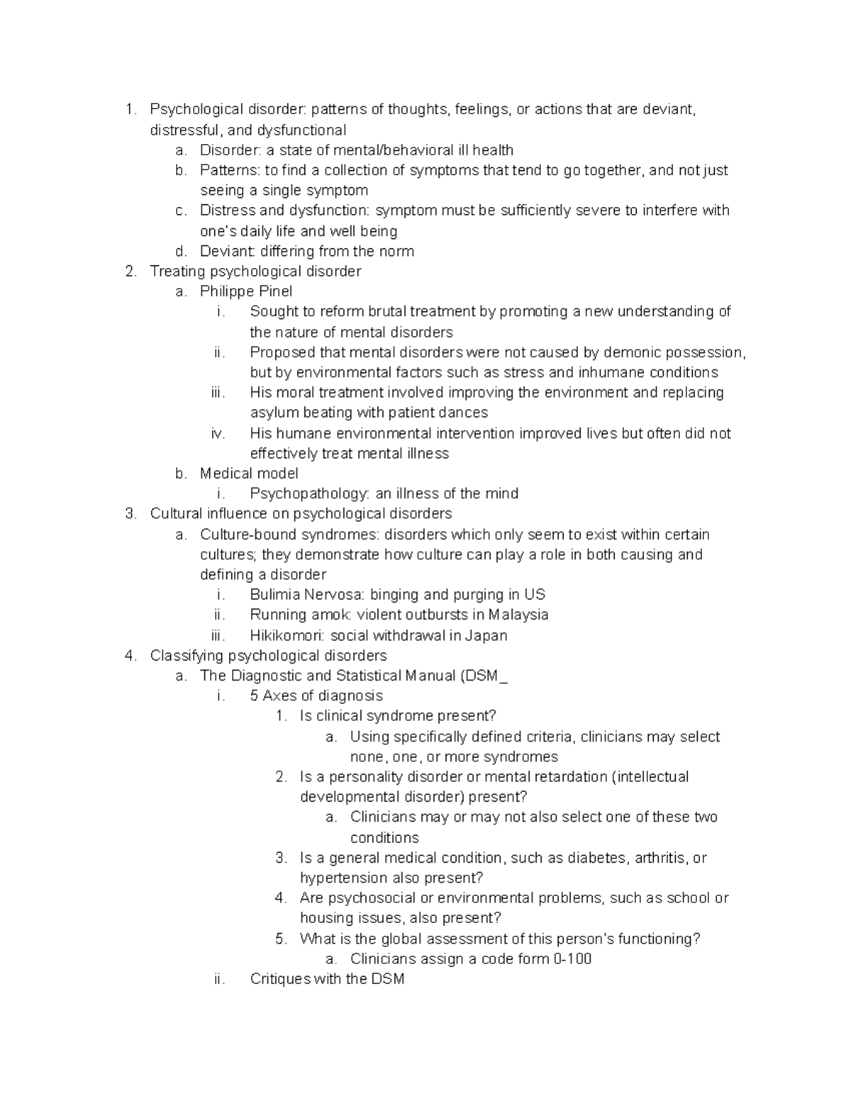 Psych (Final) Study Guide: Understanding Psychological Disorders - Studocu