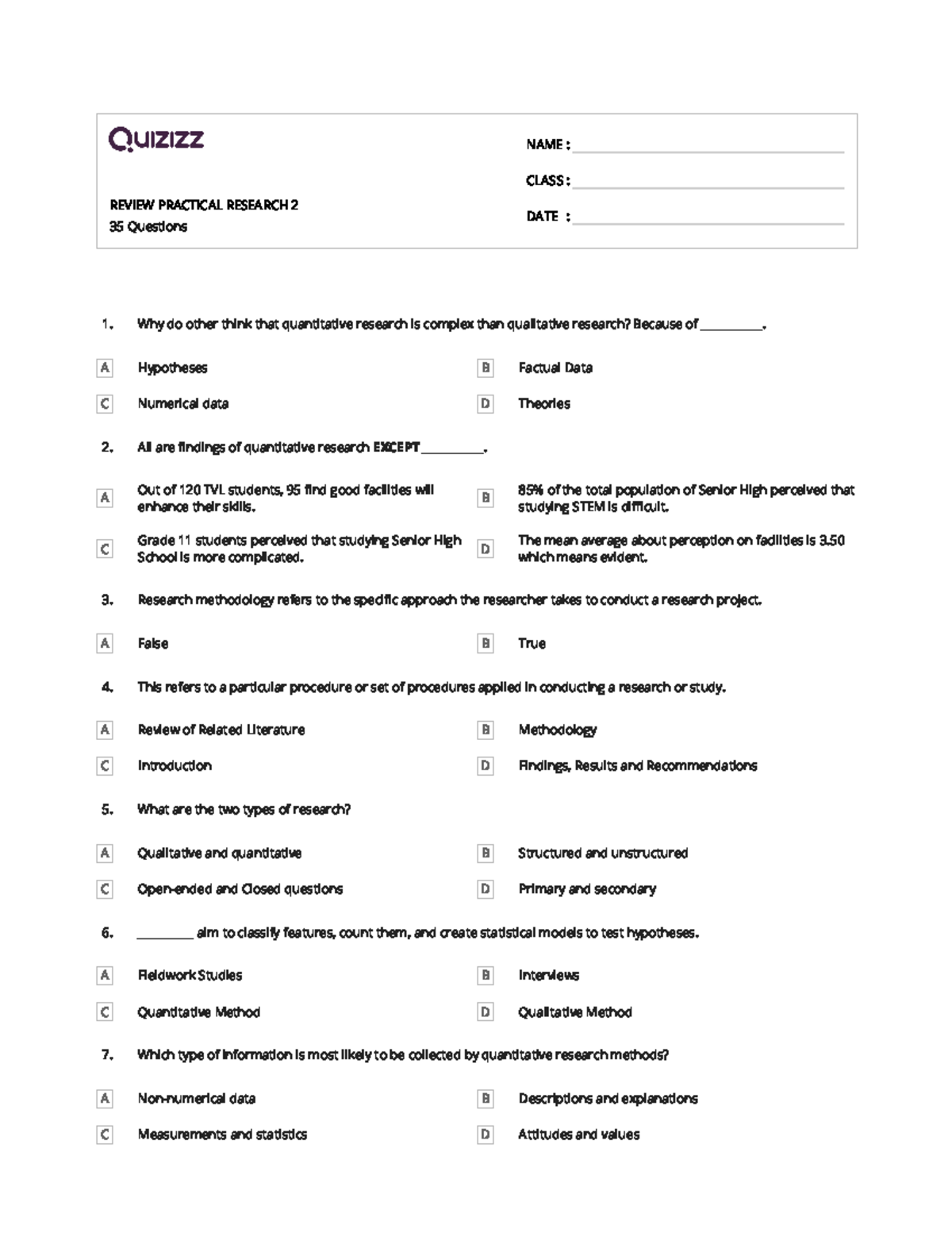 Review Practical Research 2 Revised - REVIEW PRACTICAL RESEARCH 2 35 ...