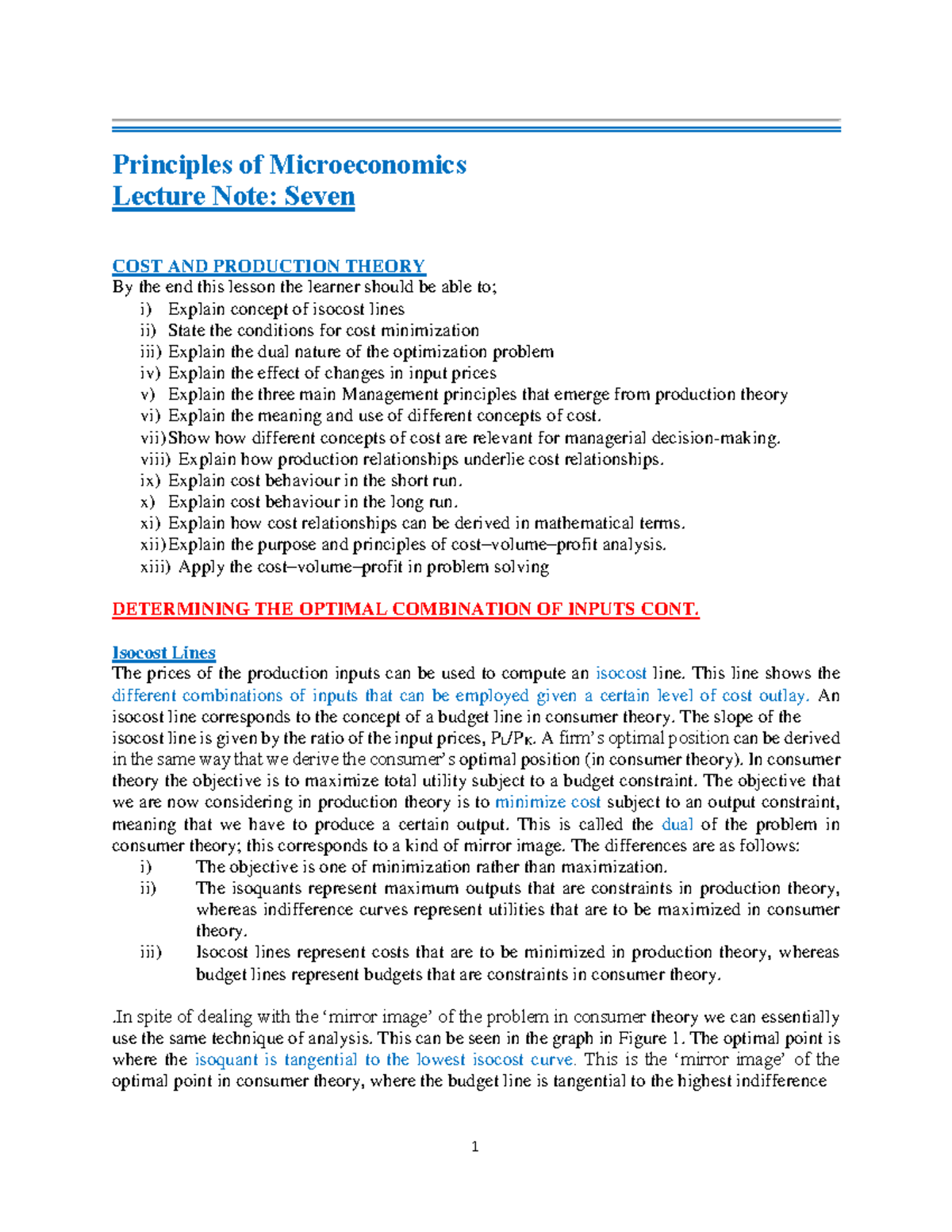 Principles of Microeconomics -Lecture Note 7 - Principles of ...
