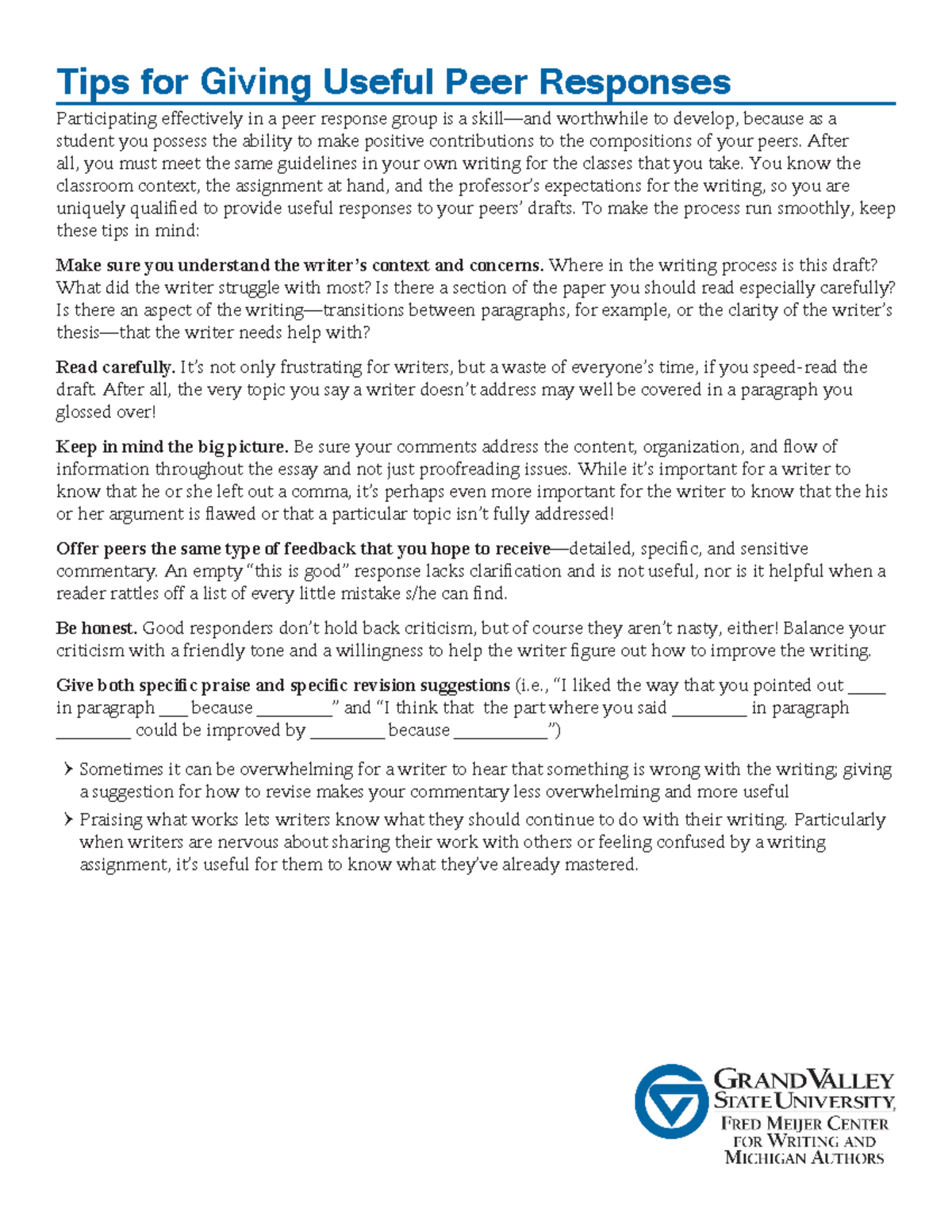 Effective Strategies for Providing Peer Responses: 12 Key Tips - Studocu