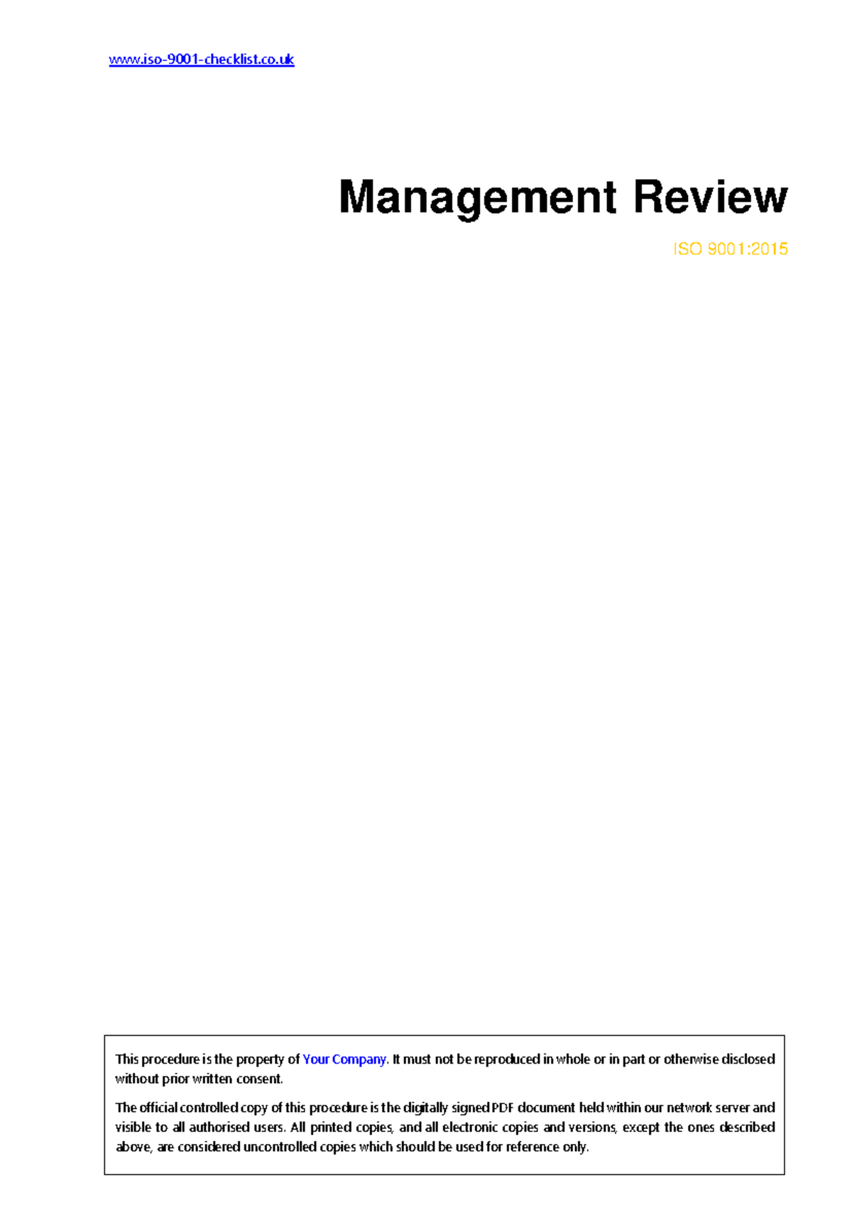 Management Review Procedure ISO 9001:2015 - Sample Document - Studocu